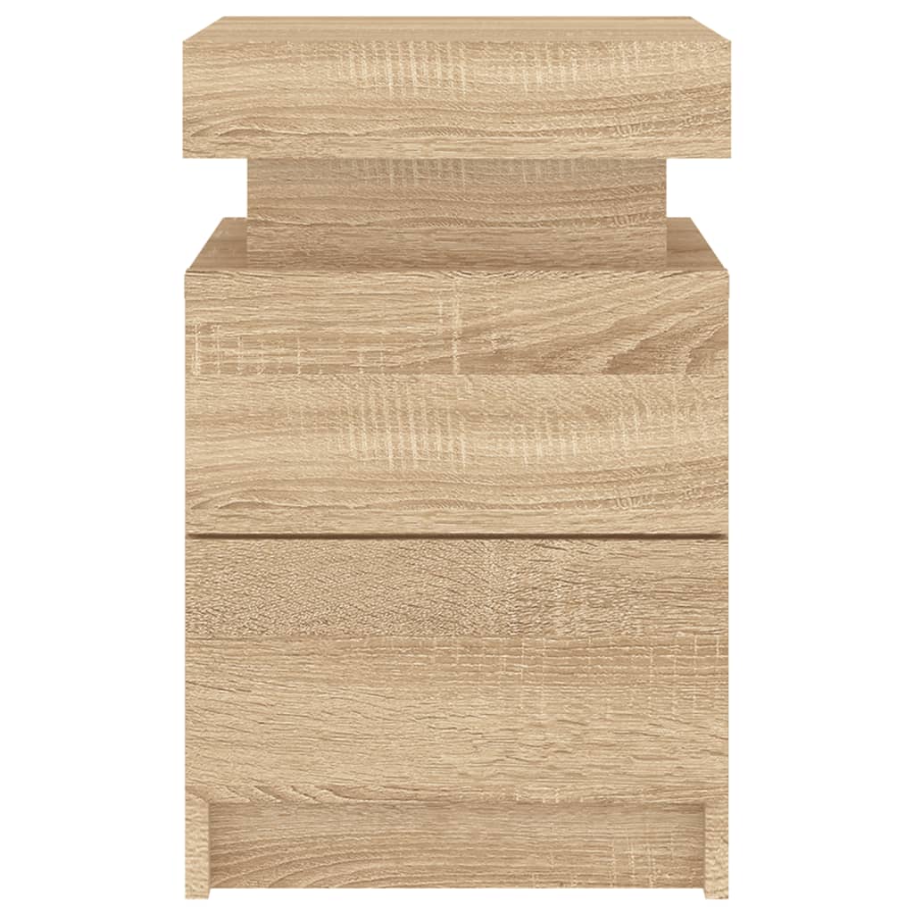 Sonoma Oak Bedside Cabinet with LED Lights - 35x39x55 cm
