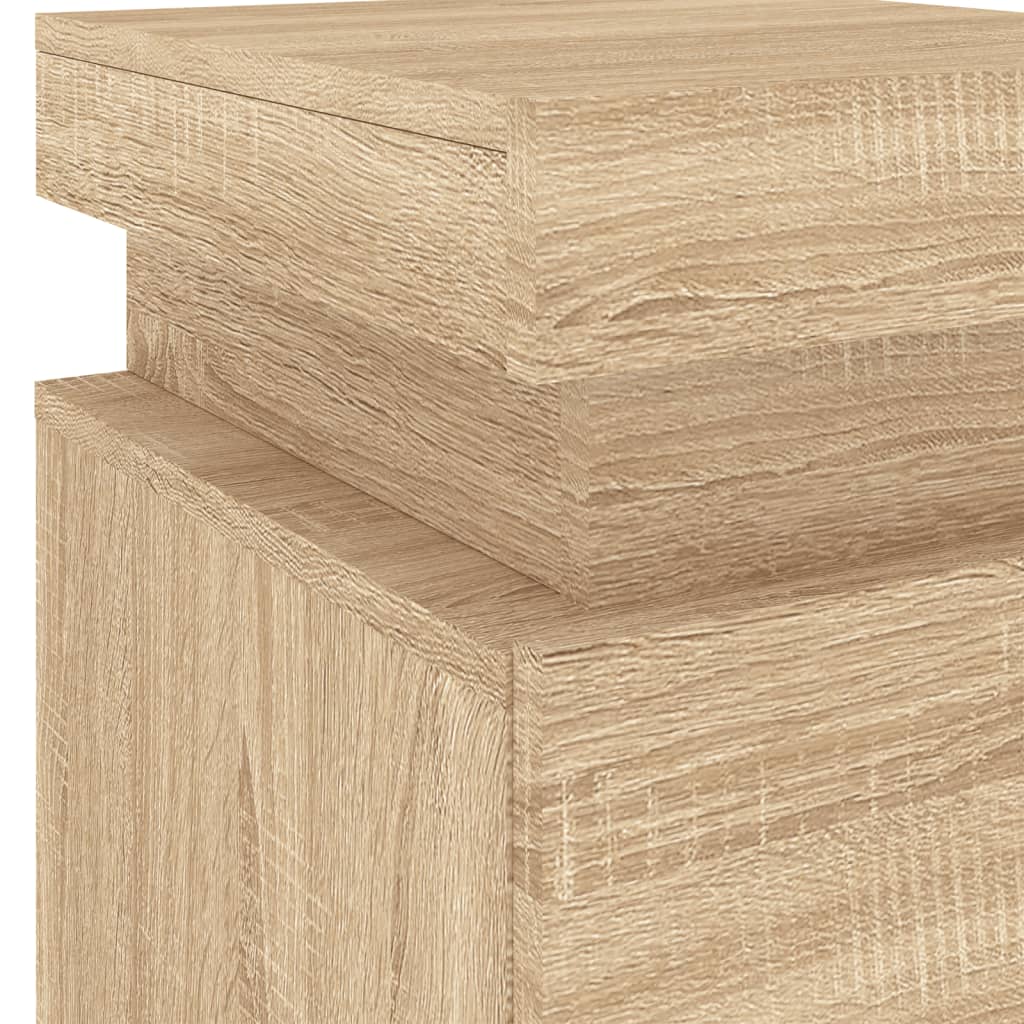 Sonoma Oak Bedside Cabinet with LED Lights - 35x39x55 cm