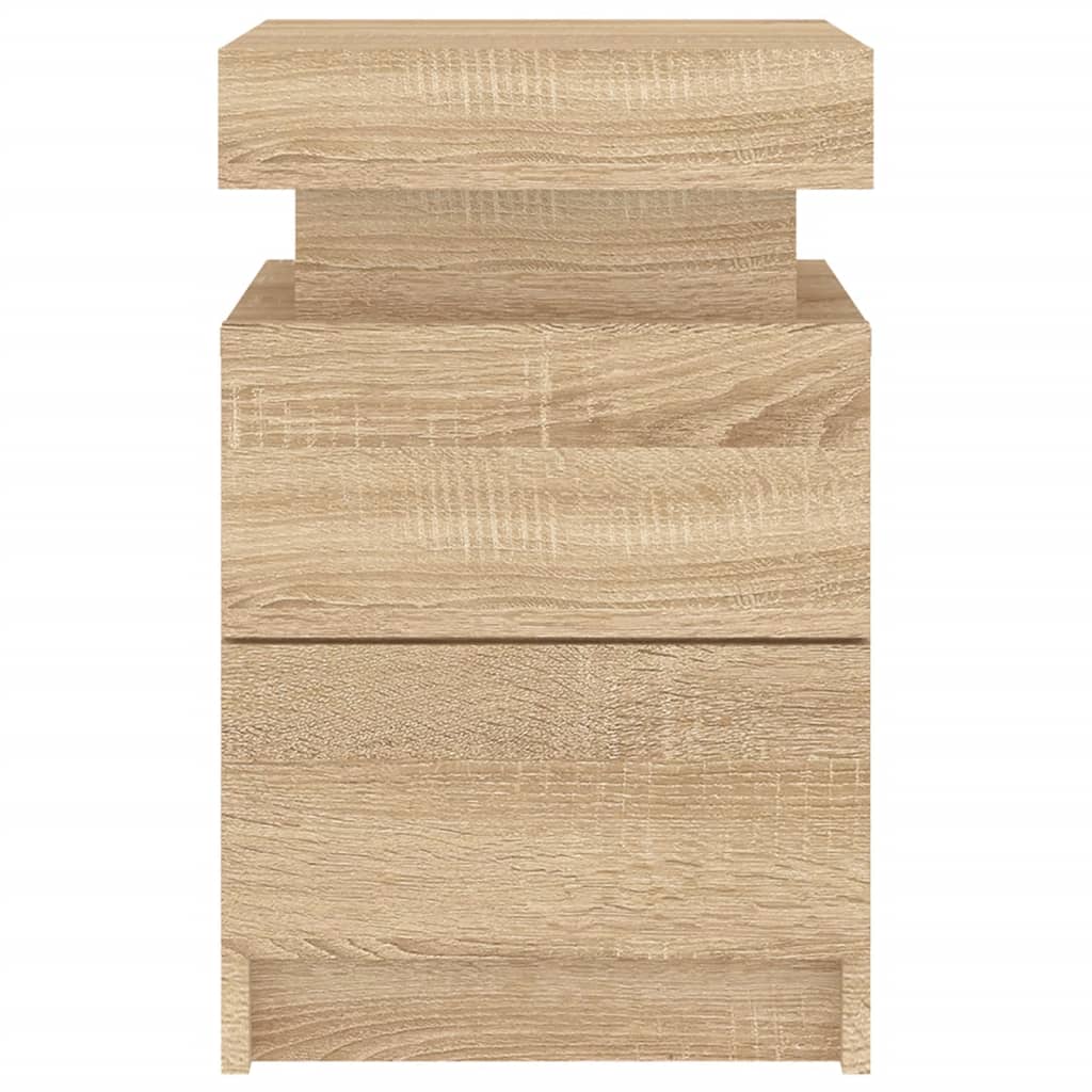 Sonoma Oak Bedside Cabinets with LED Lights - Set of 2 (35x39x55 cm)