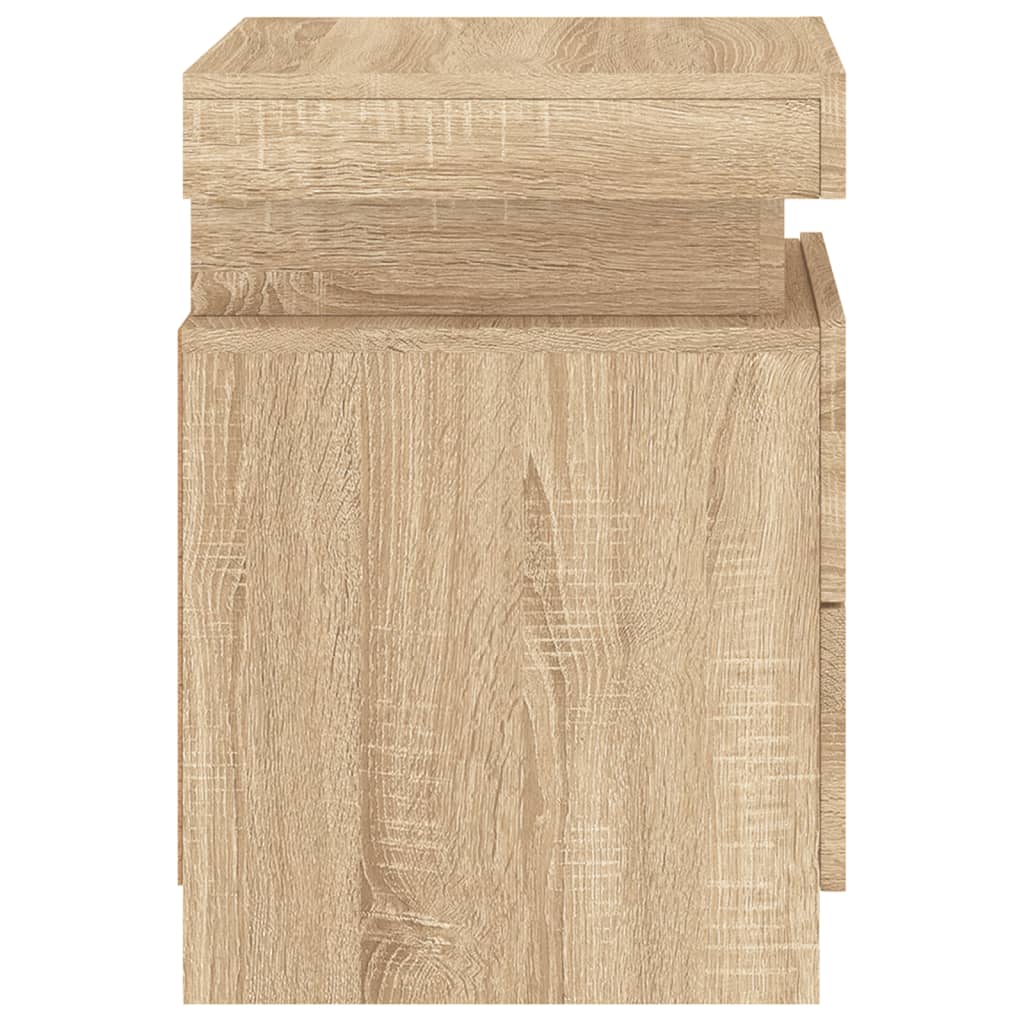Sonoma Oak Bedside Cabinets with LED Lights - Set of 2 (35x39x55 cm)