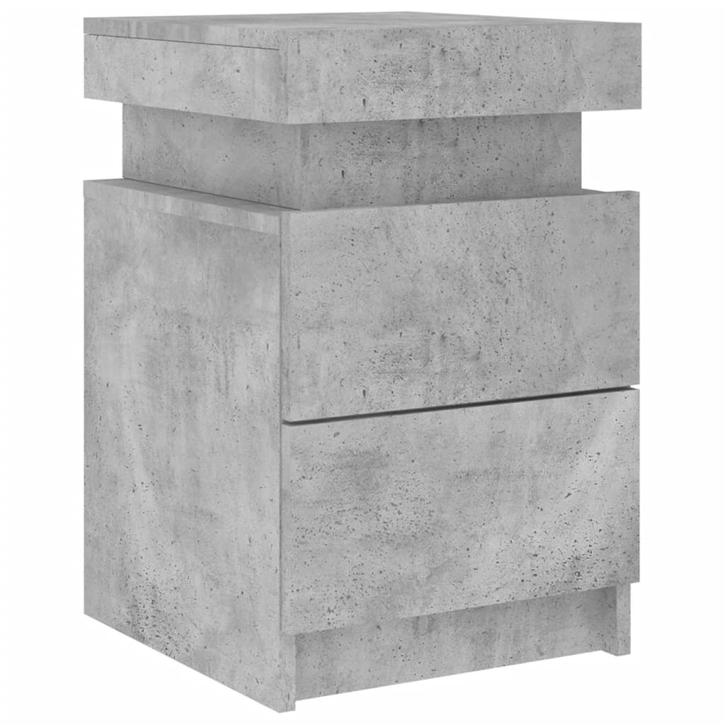 Concrete Grey Bedside Cabinet with LED Lights 35x39x55 cm