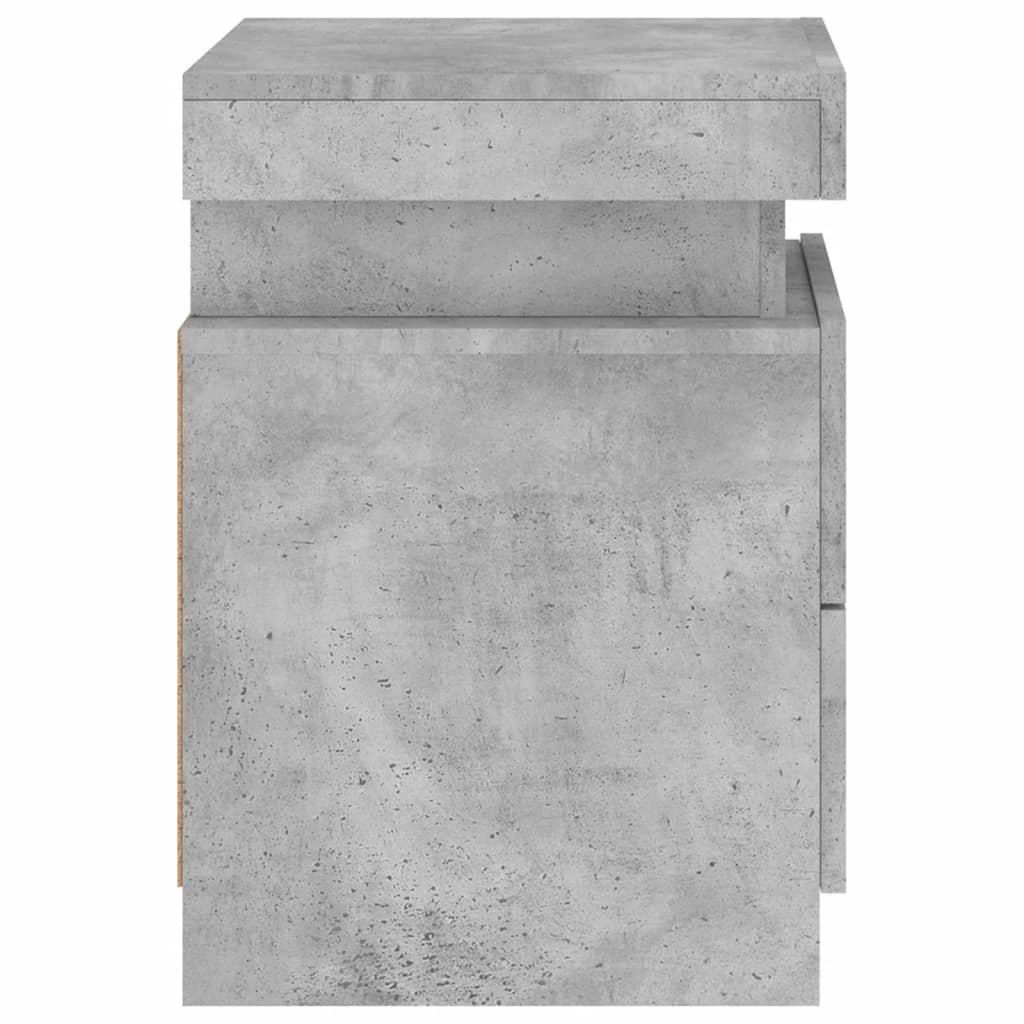Concrete Grey Bedside Cabinet with LED Lights 35x39x55 cm