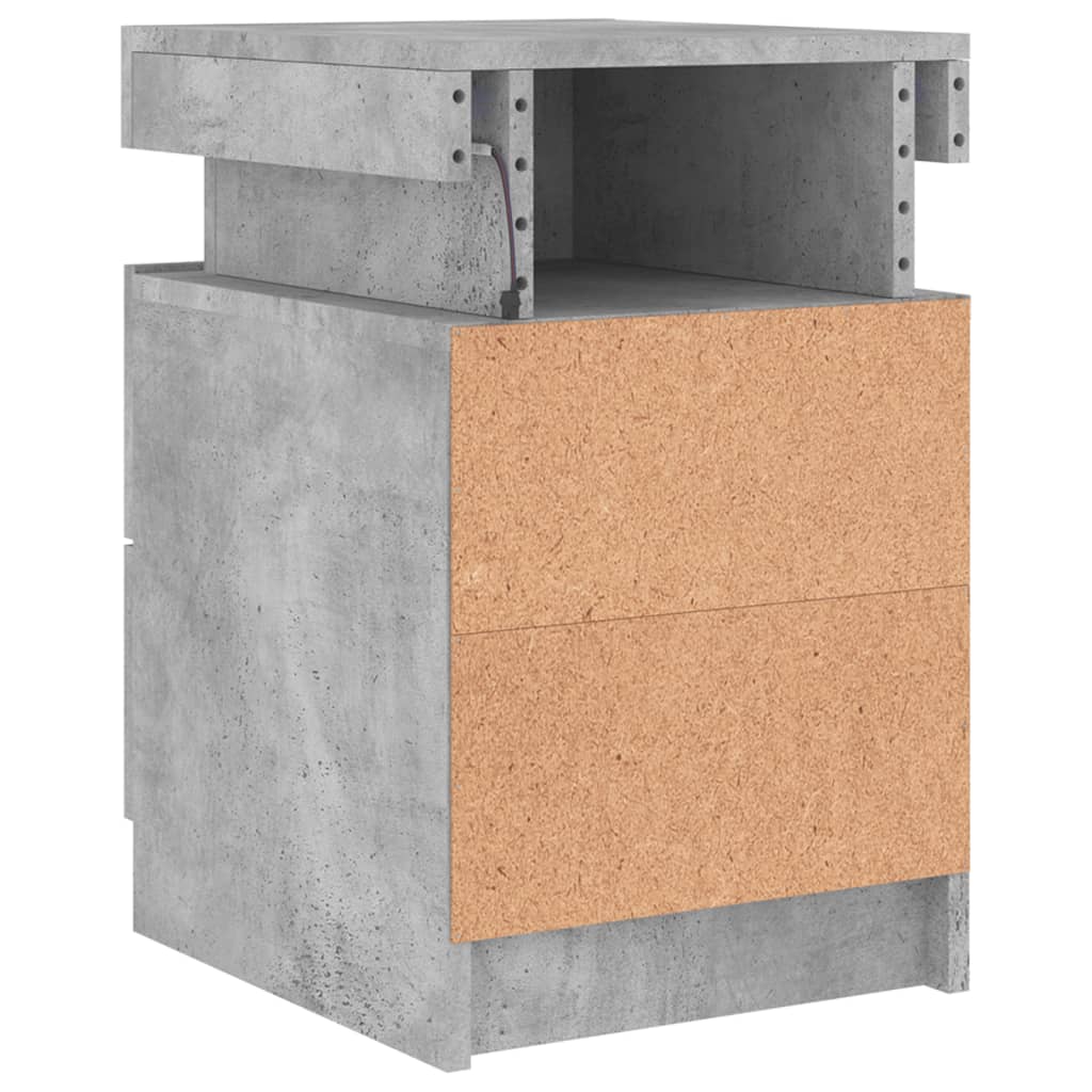 Concrete Grey Bedside Cabinet with LED Lights 35x39x55 cm