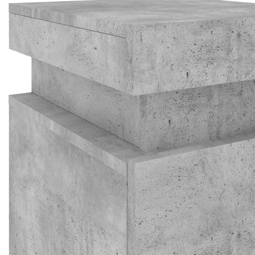 Concrete Grey Bedside Cabinet with LED Lights 35x39x55 cm