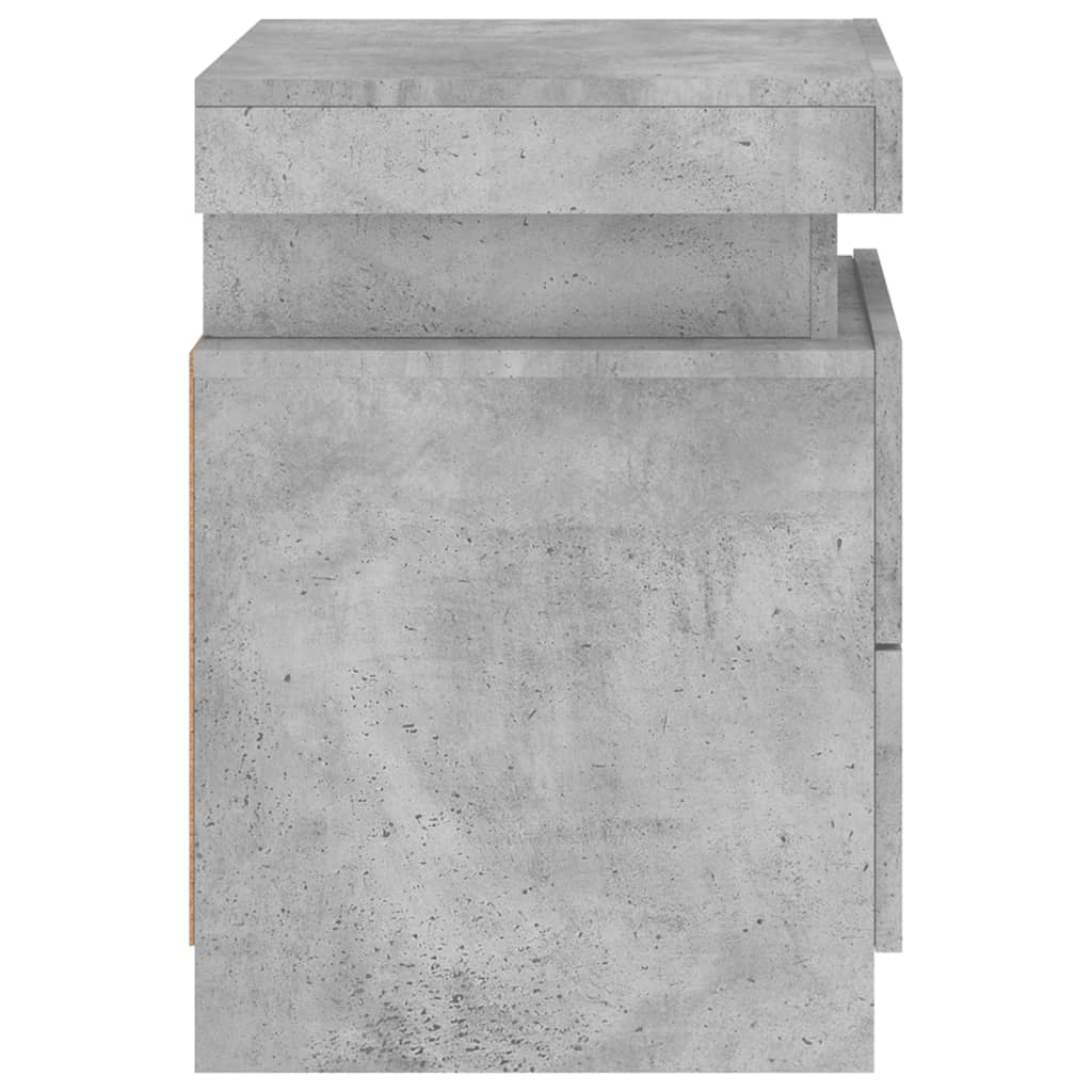 Concrete Grey 2-Piece LED Bedside Cabinets 35x39x55 cm