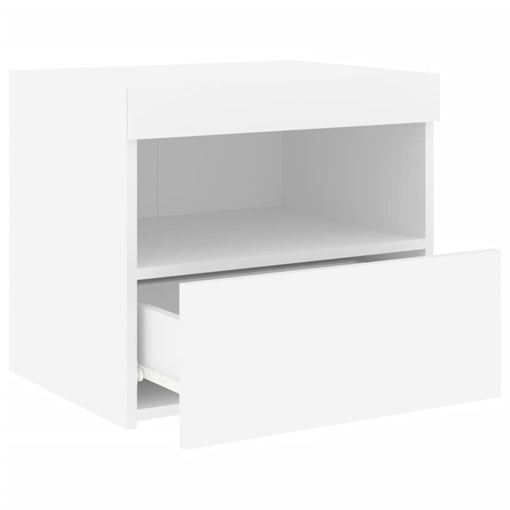 White Bedside Cabinet with LED Lights - 50x40x45 cm Modern Design