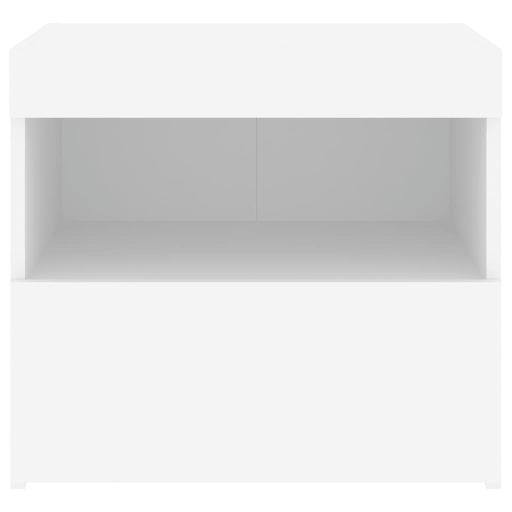 White Bedside Cabinet with LED Lights - 50x40x45 cm Modern Design