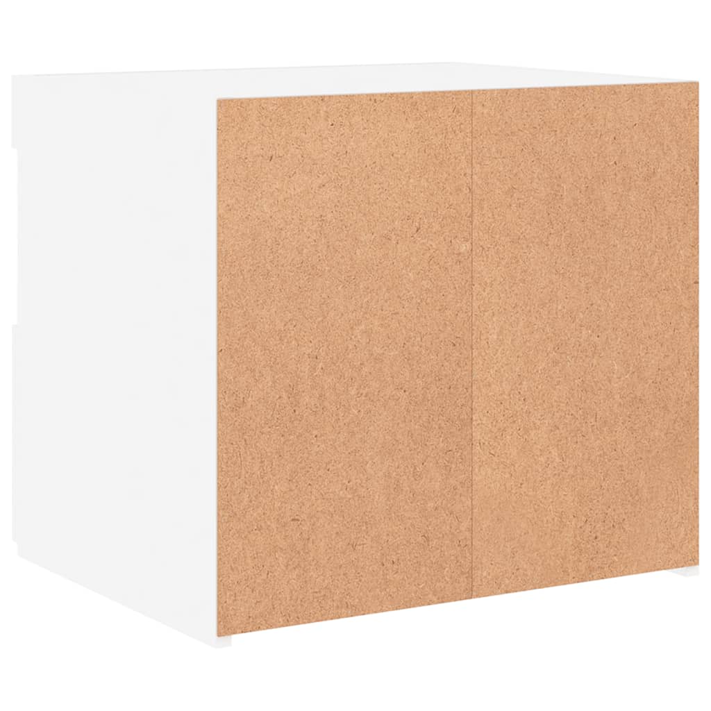 White Bedside Cabinet with LED Lights - 50x40x45 cm Modern Design