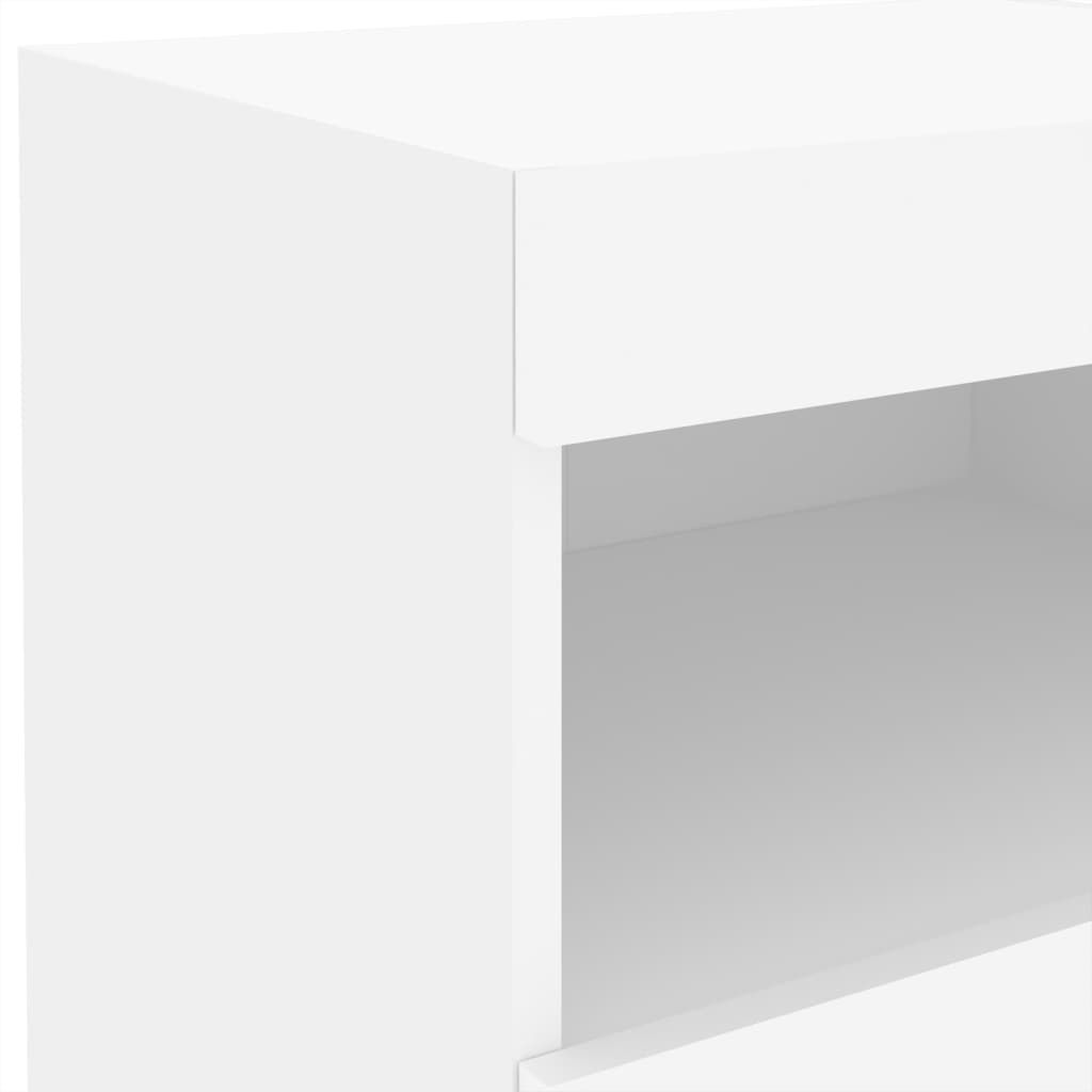 White Bedside Cabinet with LED Lights - 50x40x45 cm Modern Design