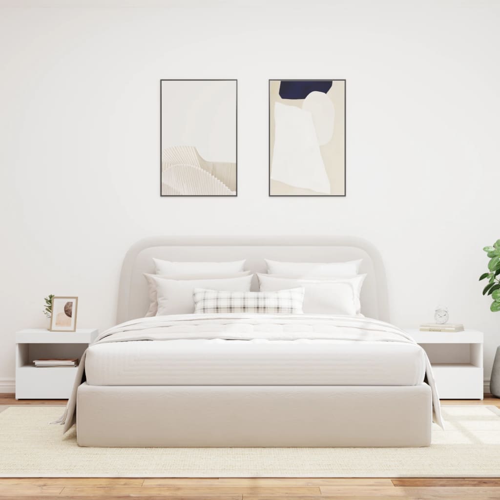 White LED Bedside Cabinets Set of 2 - 50x40x45 cm Modern Design