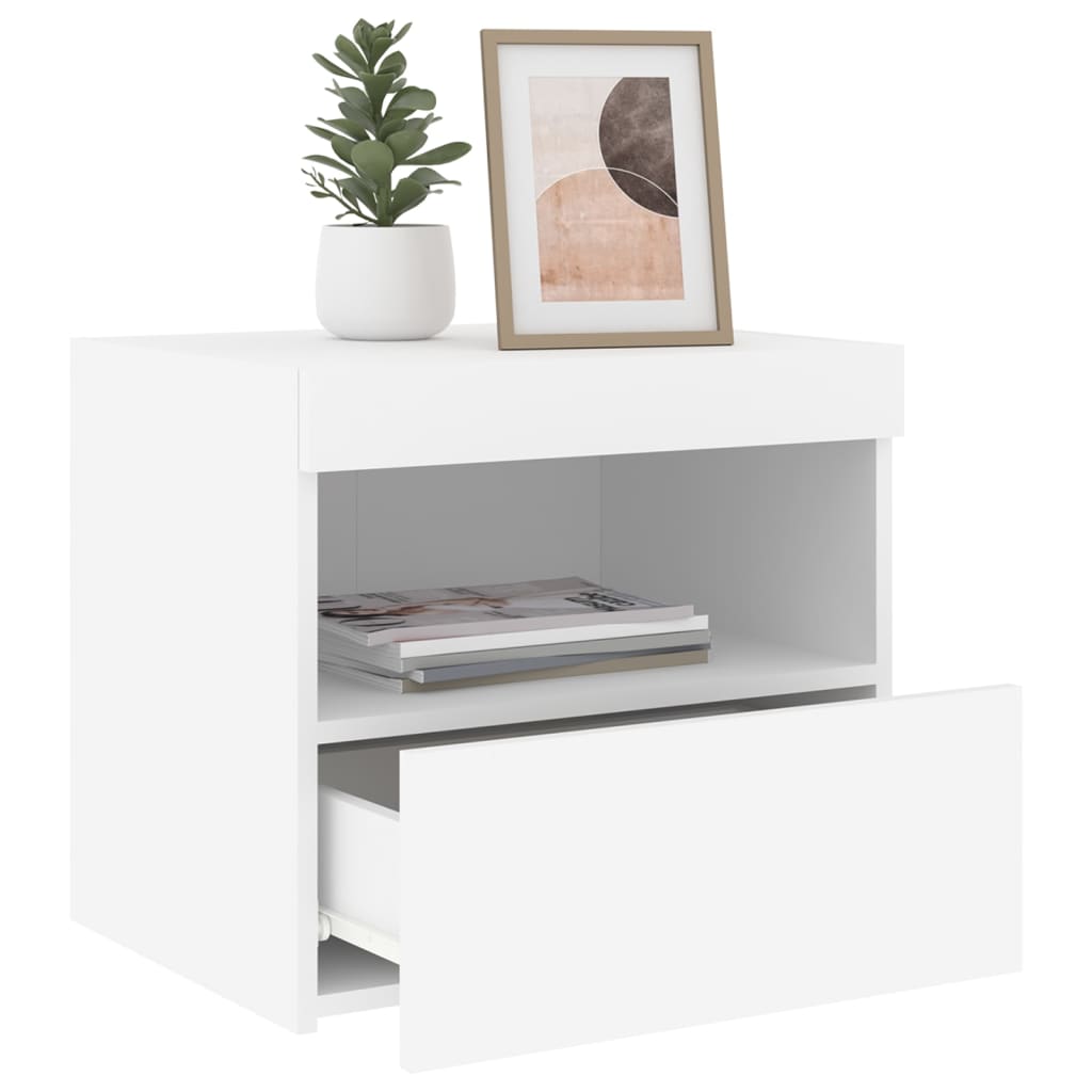 White LED Bedside Cabinets Set of 2 - 50x40x45 cm Modern Design