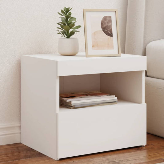 White LED Bedside Cabinets Set of 2 - 50x40x45 cm Modern Design