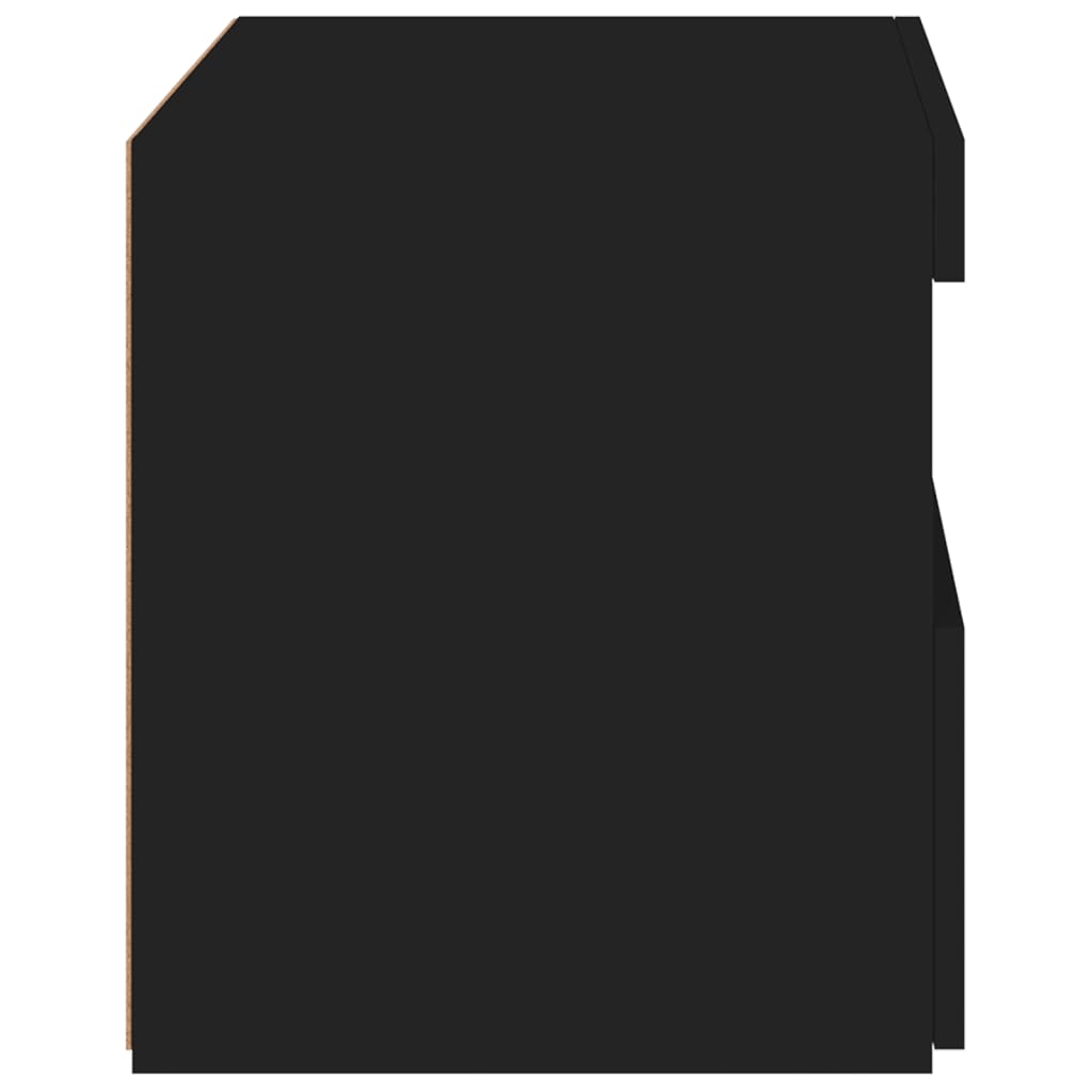 Black Bedside Cabinet with LED Lights - 50x40x45 cm, Modern Design