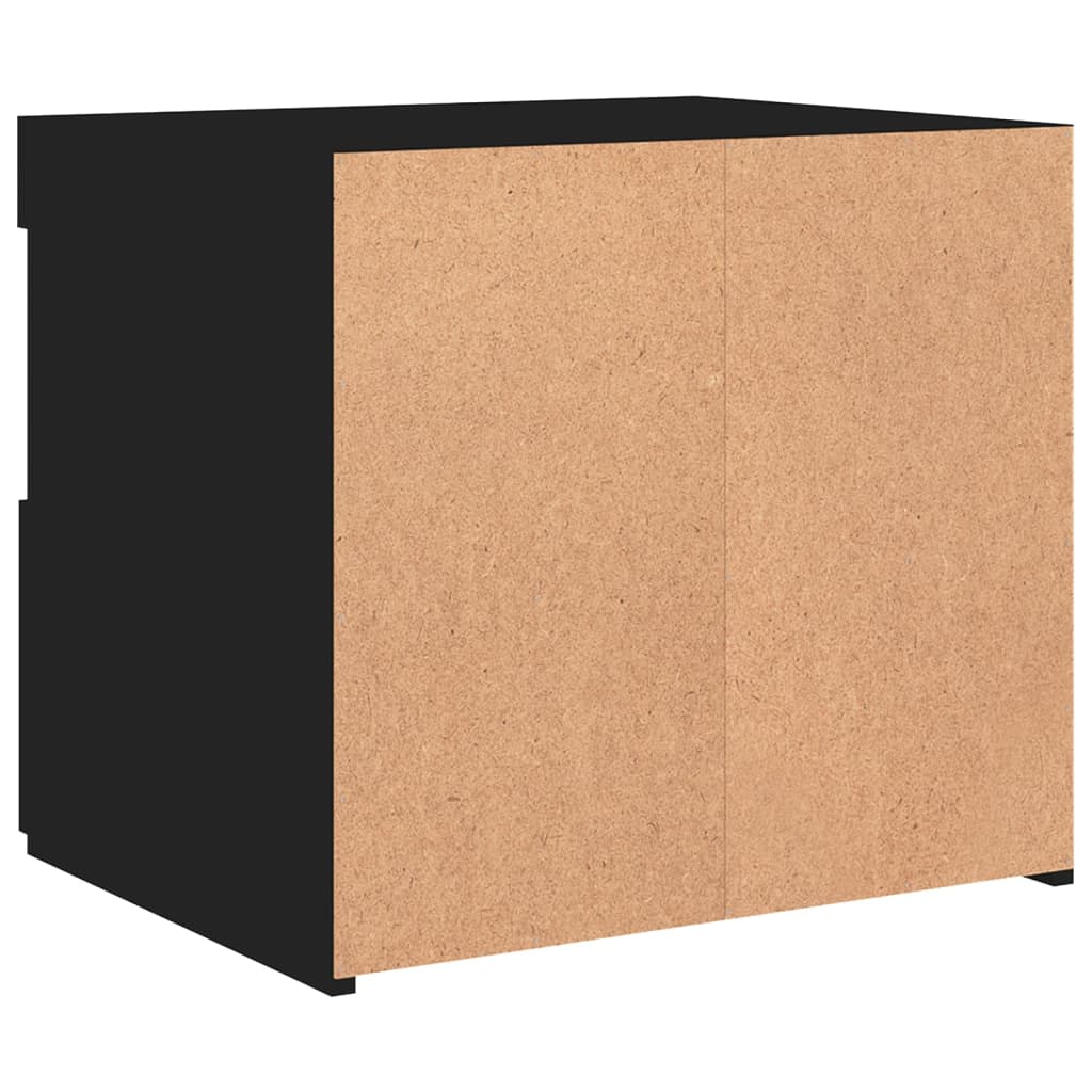 Black Bedside Cabinet with LED Lights - 50x40x45 cm, Modern Design