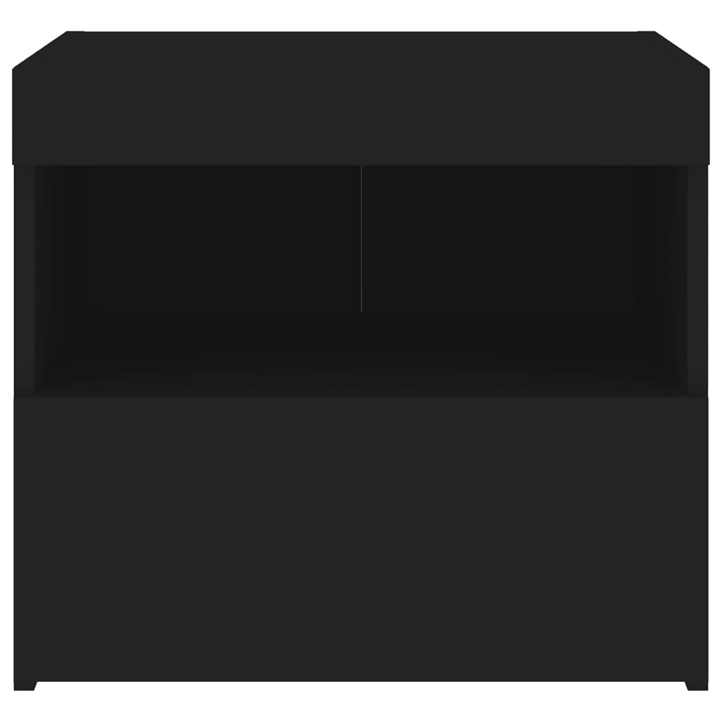 Black LED Bedside Cabinets, Set of 2 - 50x40x45 cm