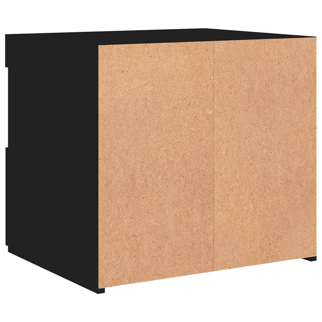 Black LED Bedside Cabinets, Set of 2 - 50x40x45 cm