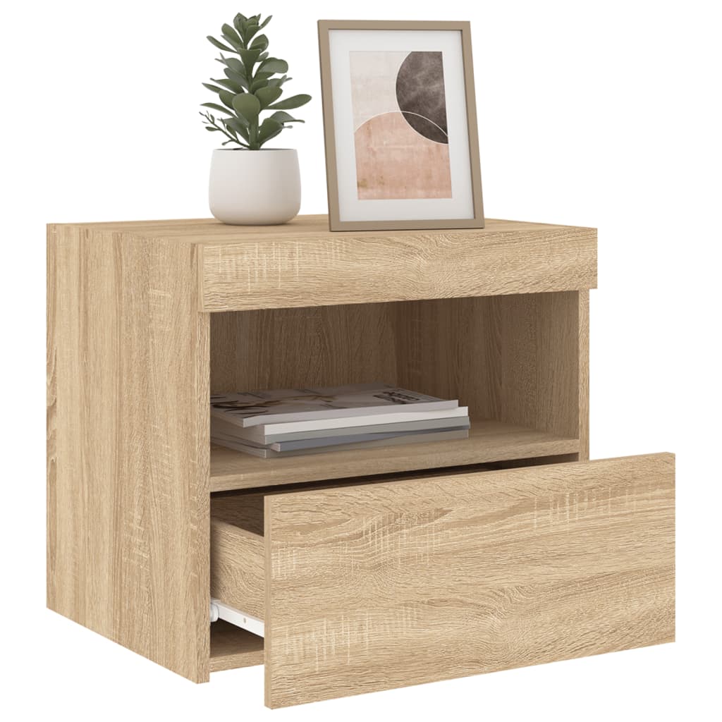 Sonoma Oak LED Bedside Cabinets Set of 2 - 50x40x45 cm