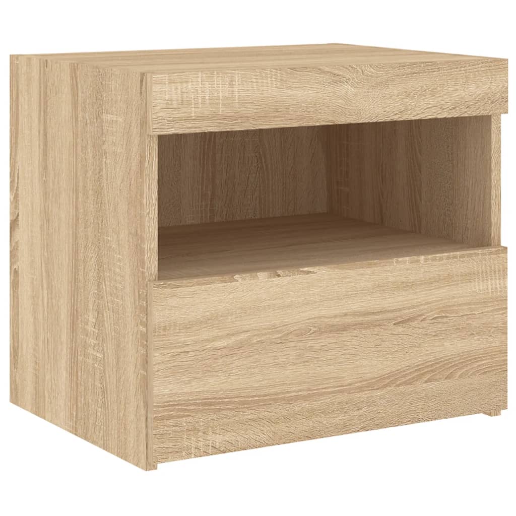 Sonoma Oak LED Bedside Cabinets Set of 2 - 50x40x45 cm