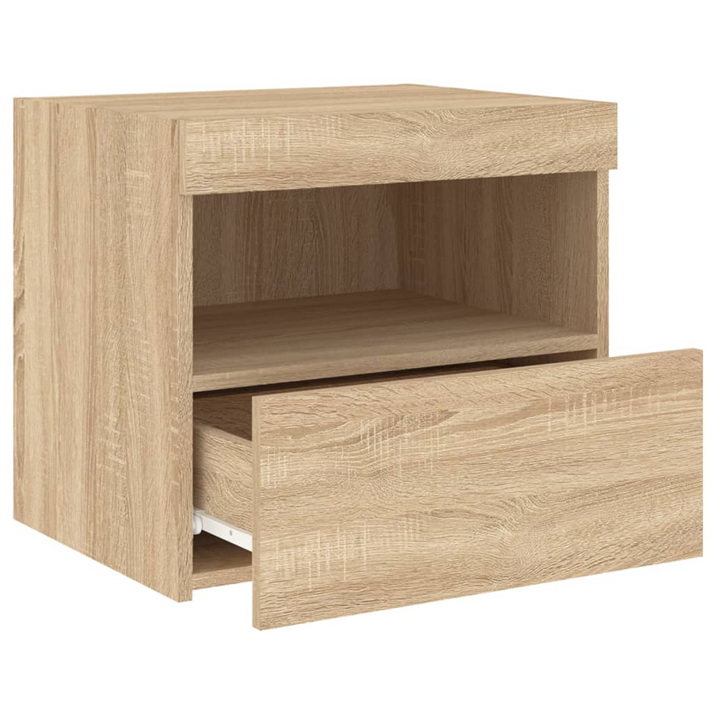 Sonoma Oak LED Bedside Cabinets Set of 2 - 50x40x45 cm