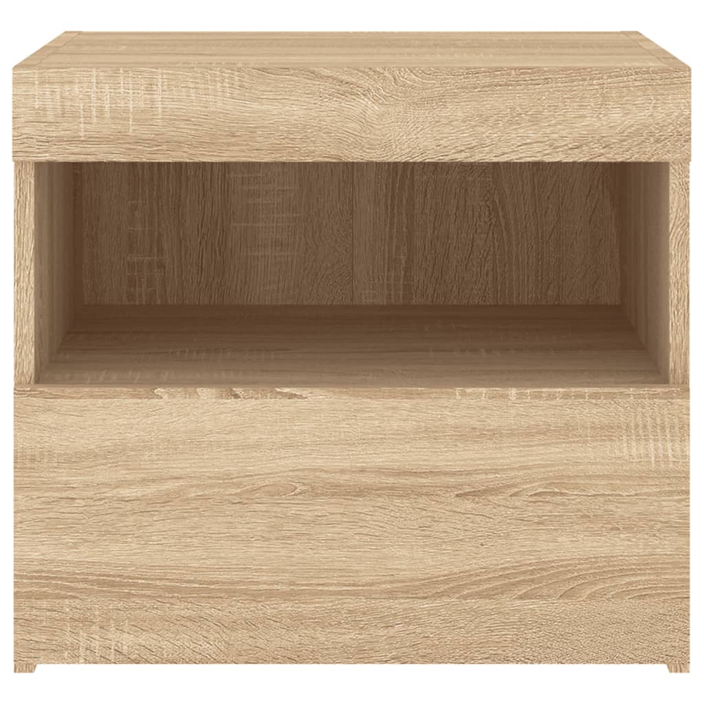 Sonoma Oak LED Bedside Cabinets Set of 2 - 50x40x45 cm