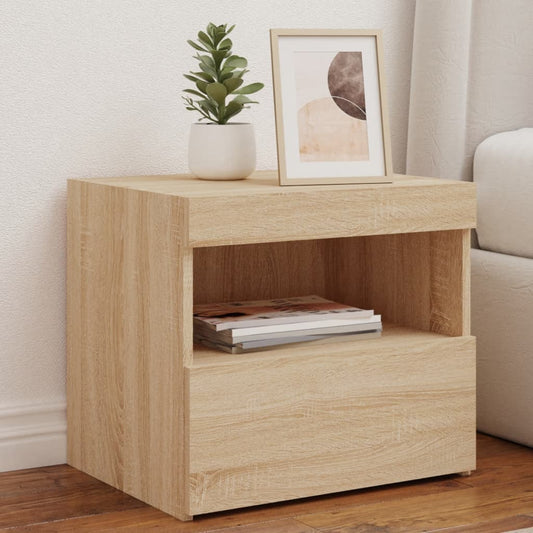 Sonoma Oak LED Bedside Cabinets Set of 2 - 50x40x45 cm