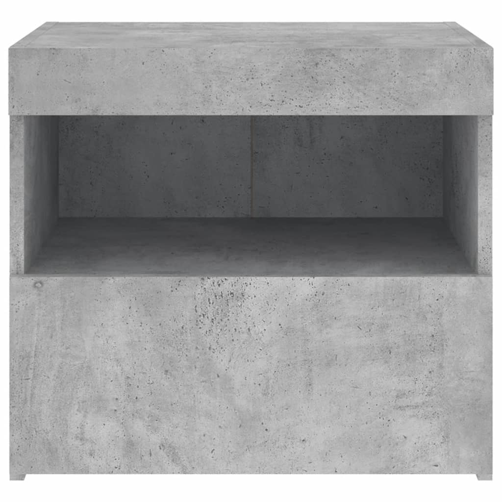 Concrete Grey Bedside Cabinet with LED Lights - 50x40x45 cm