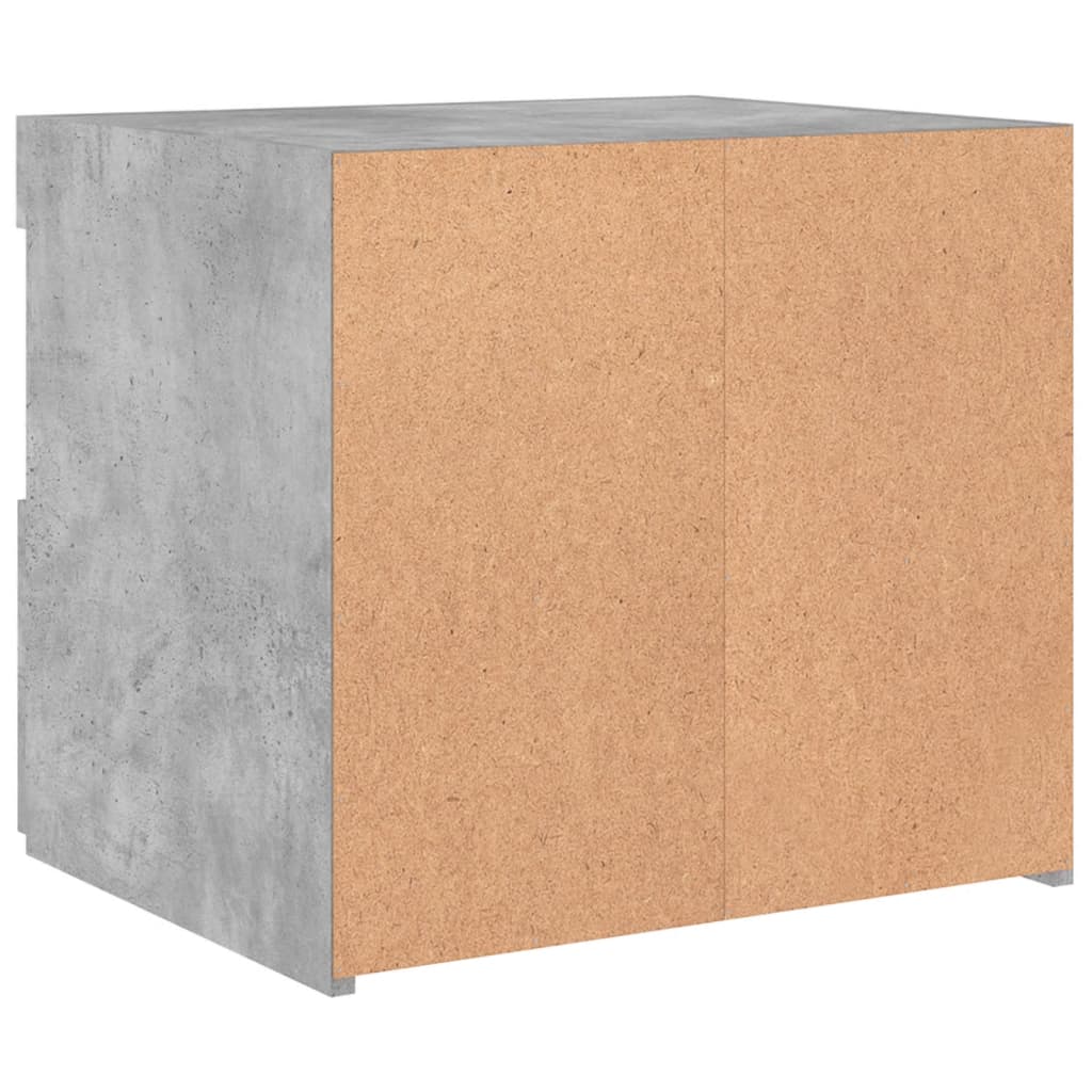 Concrete Grey Bedside Cabinet with LED Lights - 50x40x45 cm