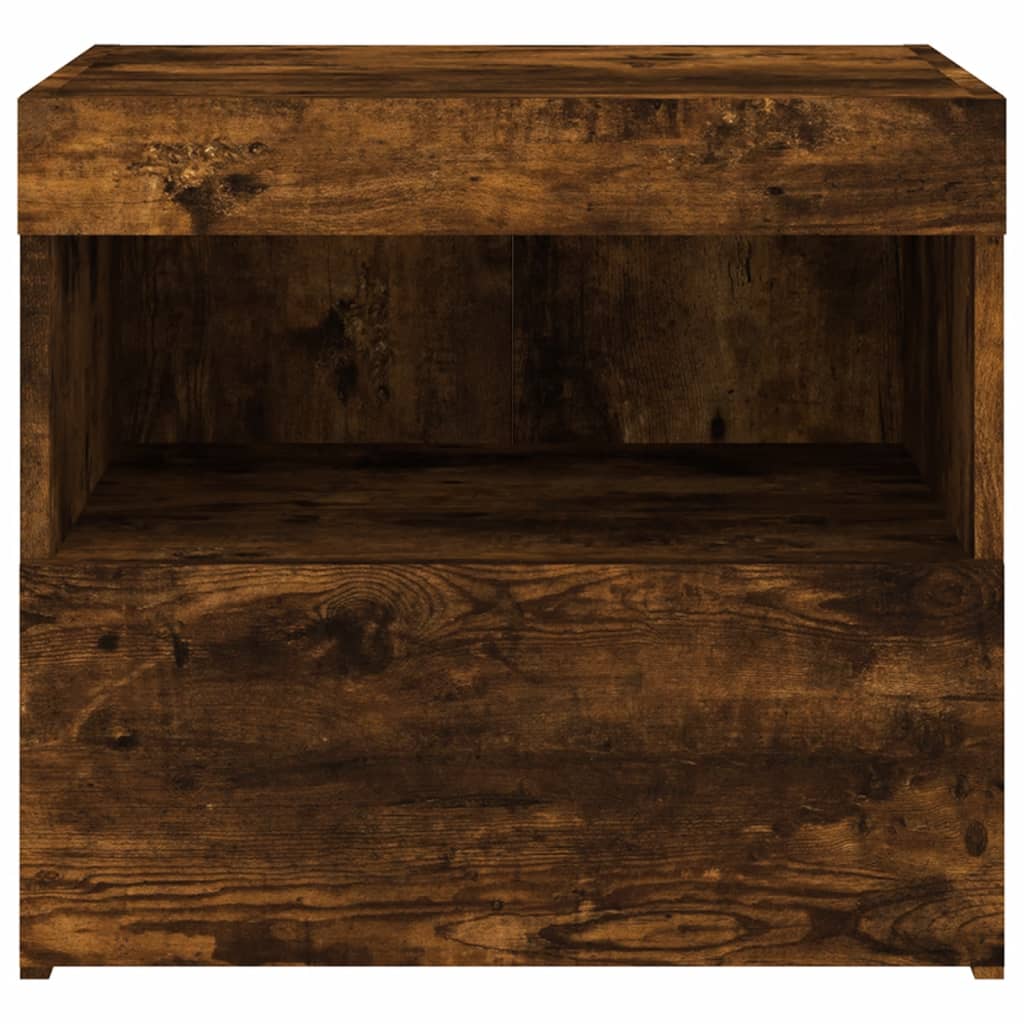 Smoked Oak LED Bedside Cabinets, Set of 2, 50x40x45 cm
