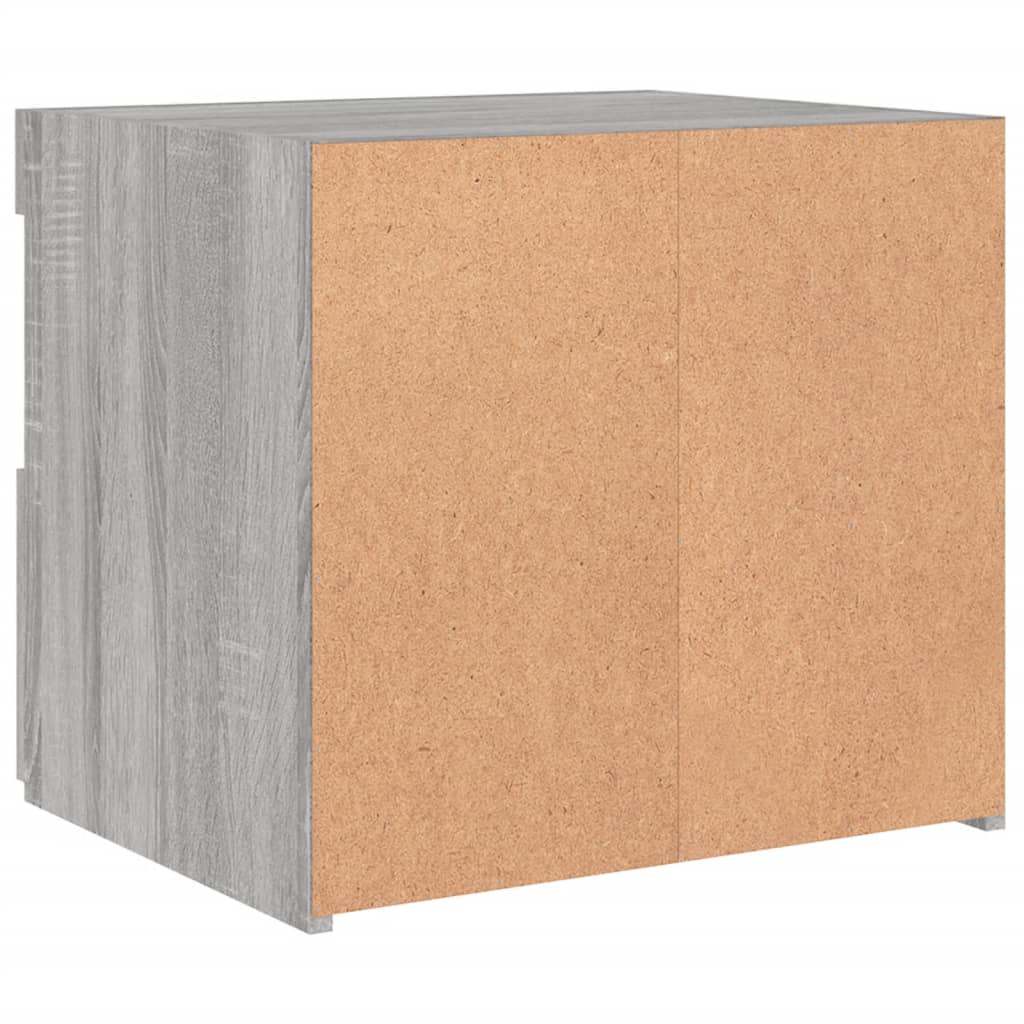Grey Sonoma Bedside Cabinet with LED Lights - 50x40x45 cm