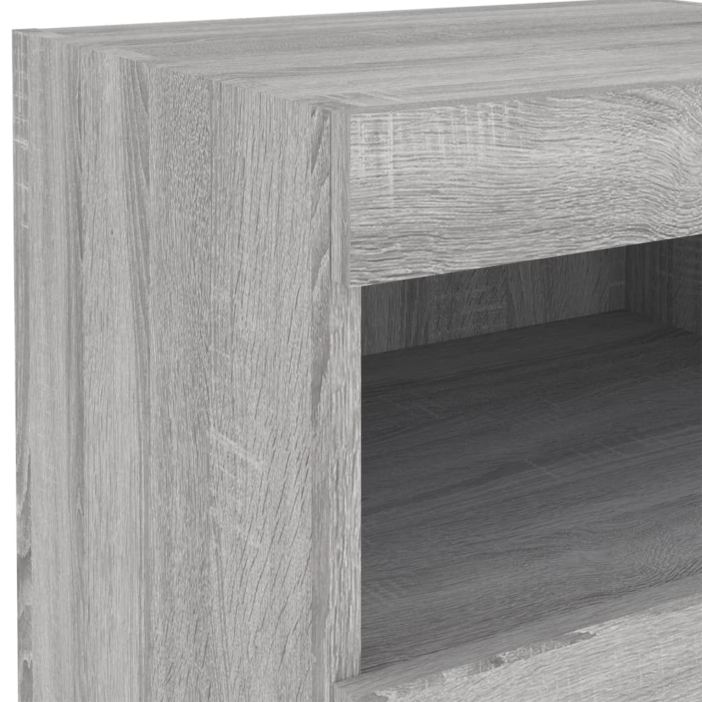 Grey Sonoma Bedside Cabinet with LED Lights - 50x40x45 cm