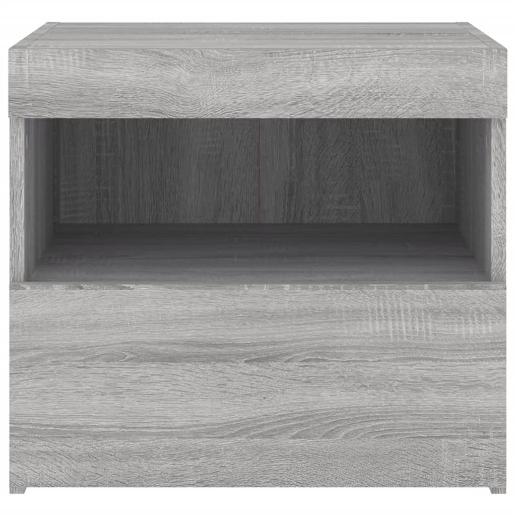 Grey Sonoma Bedside Cabinets with LED Lights - Set of 2, 50x40x45 cm