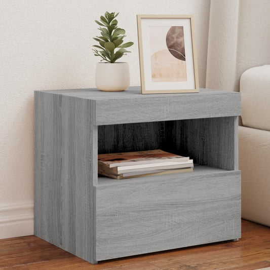 Grey Sonoma Bedside Cabinets with LED Lights - Set of 2, 50x40x45 cm