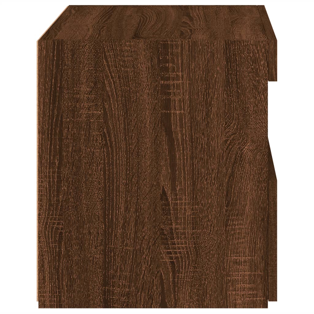 Brown Oak Bedside Cabinets with LED Lights, 2 Pcs, 50x40x45 cm