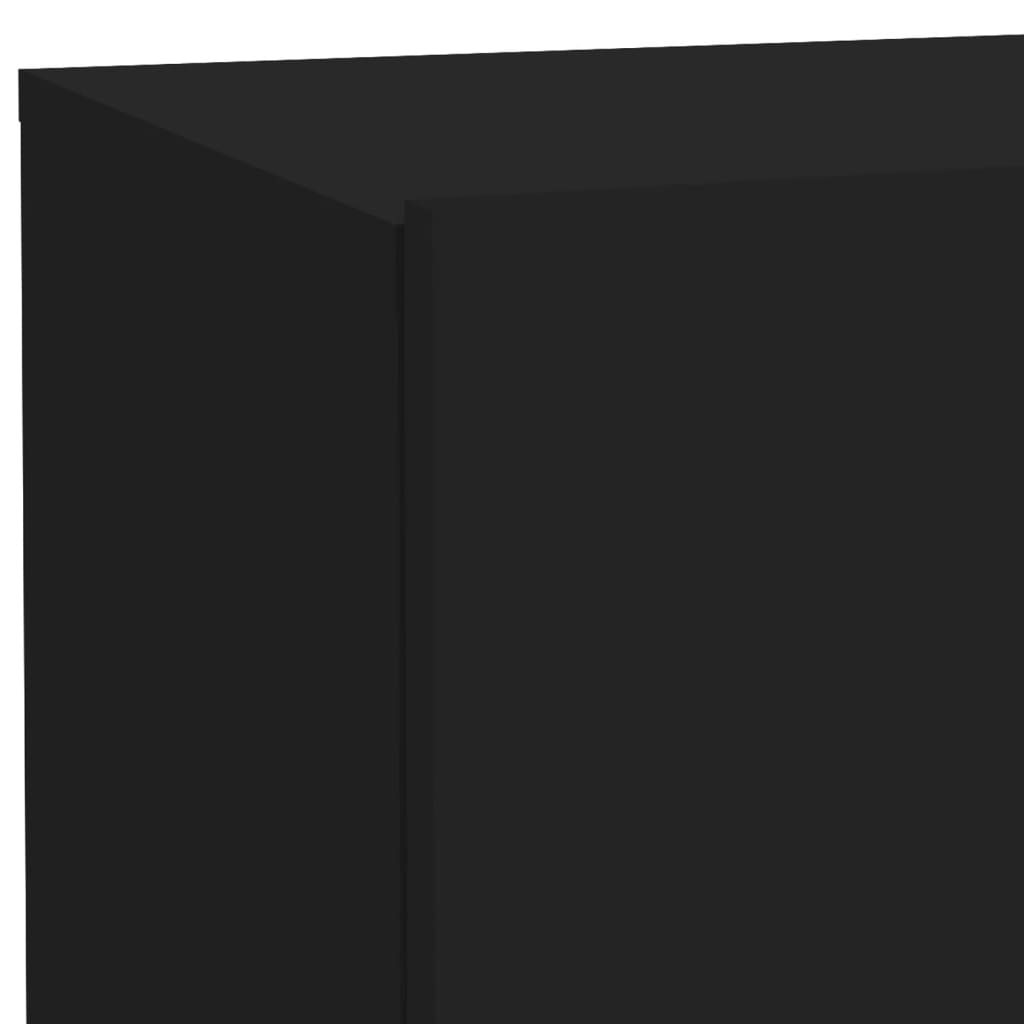 Black Bedside Cabinet with LED Lights, 70x36x40.5 cm, Modern Design