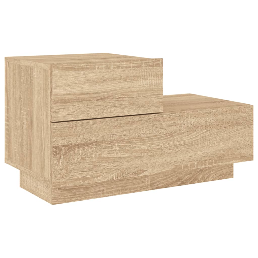 Sonoma Oak Bedside Cabinet with LED Lights - 70x36x40.5 cm