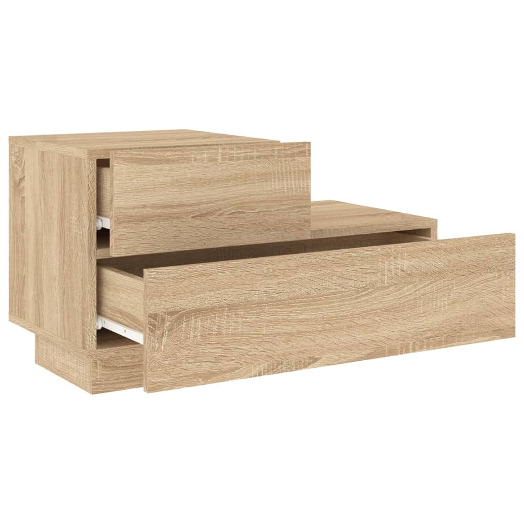 Sonoma Oak Bedside Cabinet with LED Lights - 70x36x40.5 cm