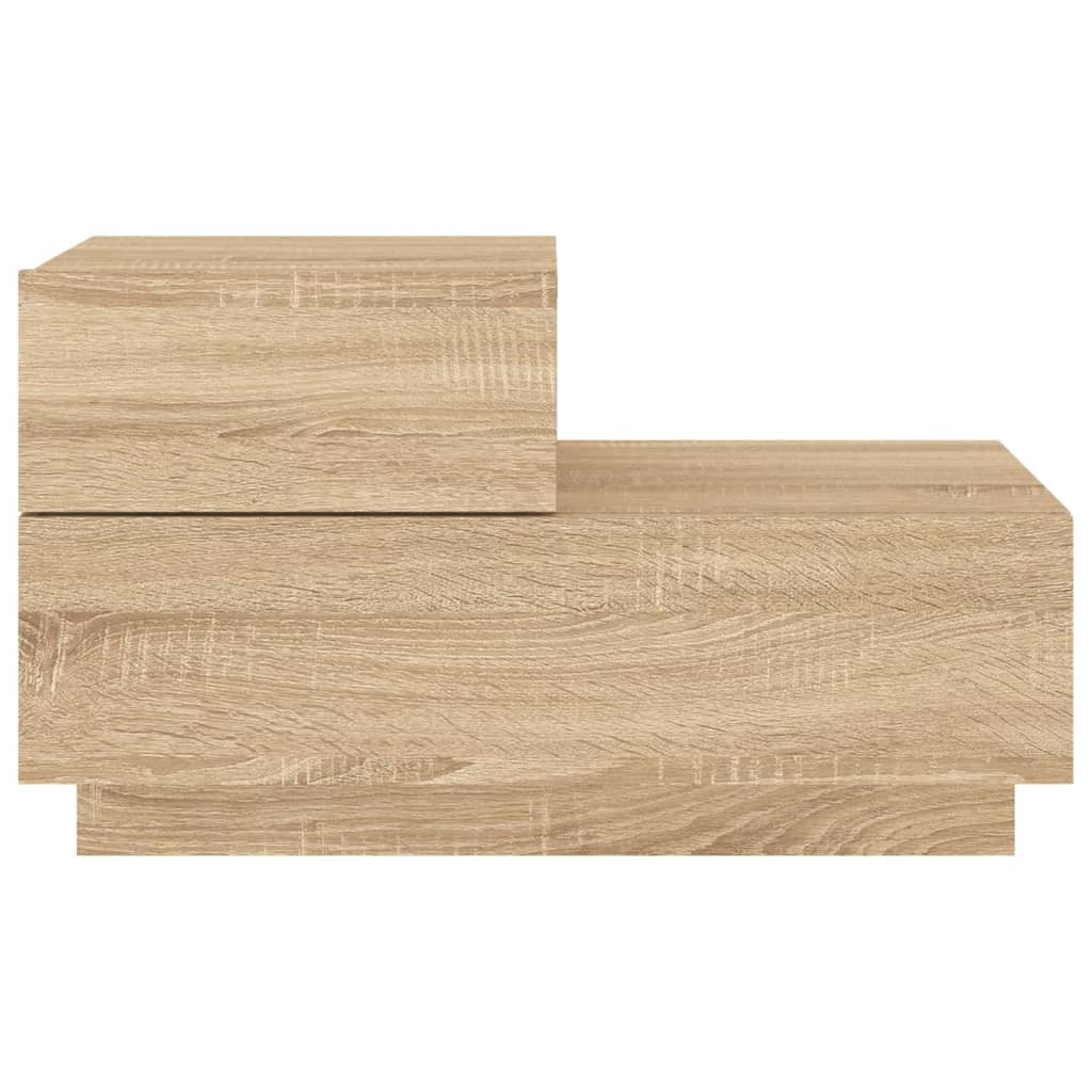 Sonoma Oak Bedside Cabinet with LED Lights - 70x36x40.5 cm