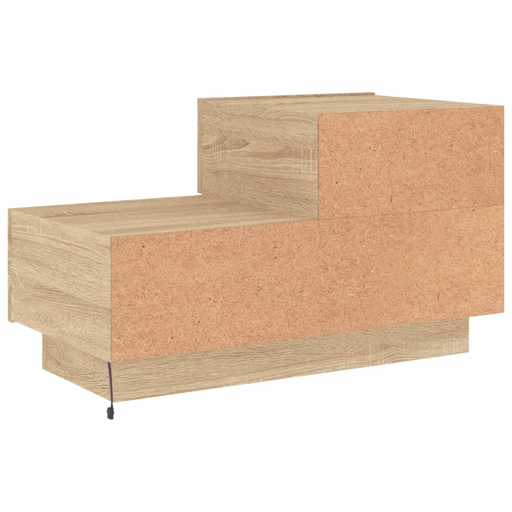 Sonoma Oak Bedside Cabinet with LED Lights - 70x36x40.5 cm