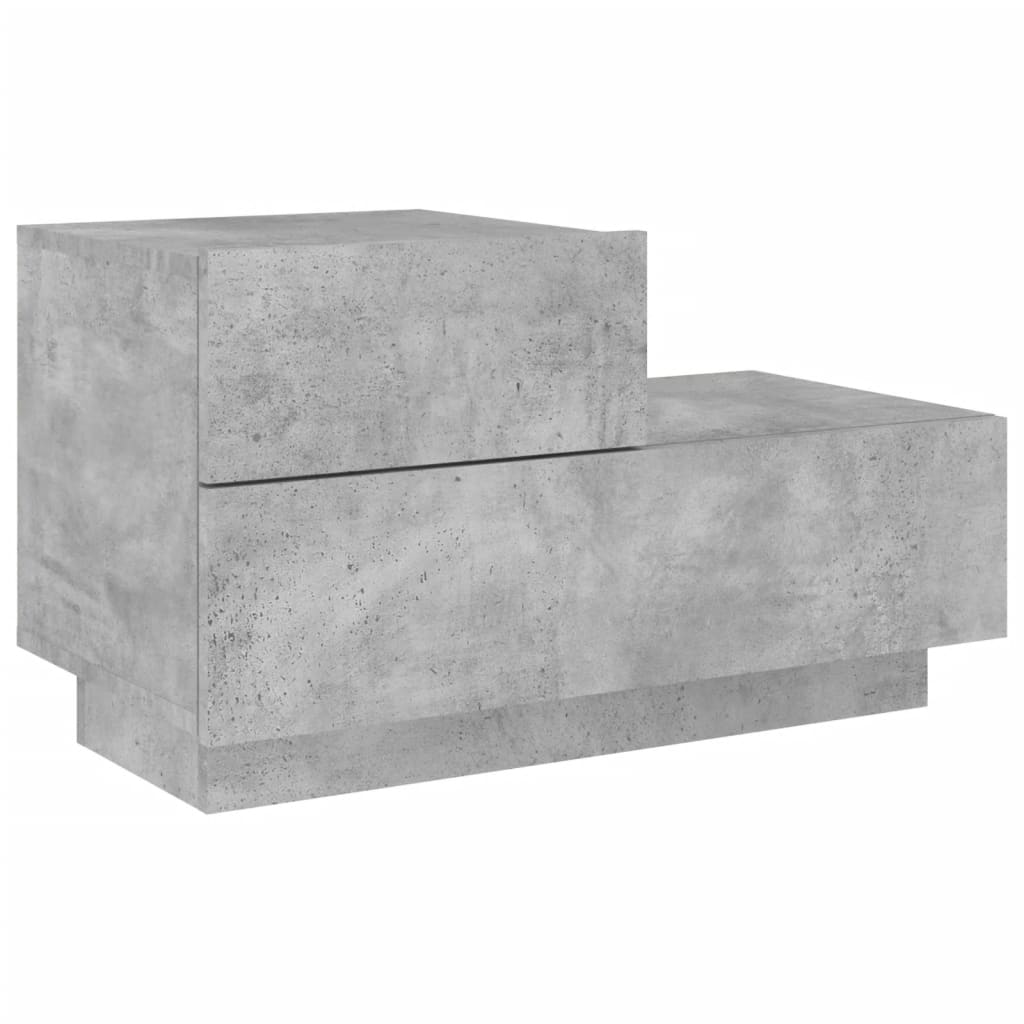 Concrete Grey Bedside Cabinet with LED Lights - 70x36x40.5 cm