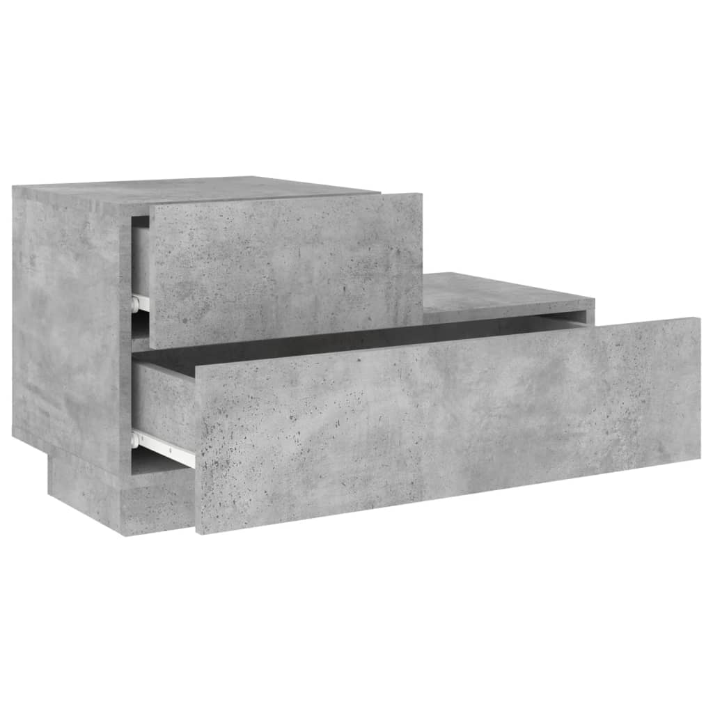 Concrete Grey Bedside Cabinet with LED Lights - 70x36x40.5 cm