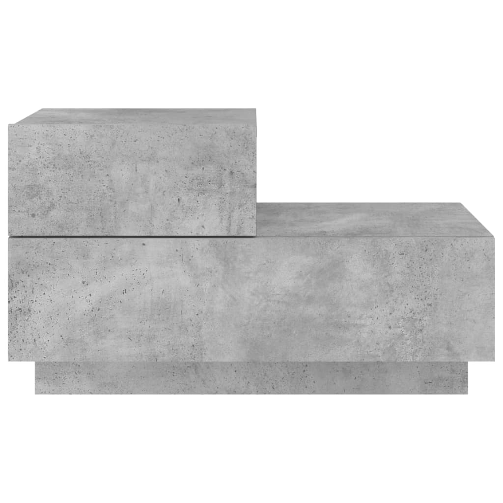Concrete Grey Bedside Cabinet with LED Lights - 70x36x40.5 cm