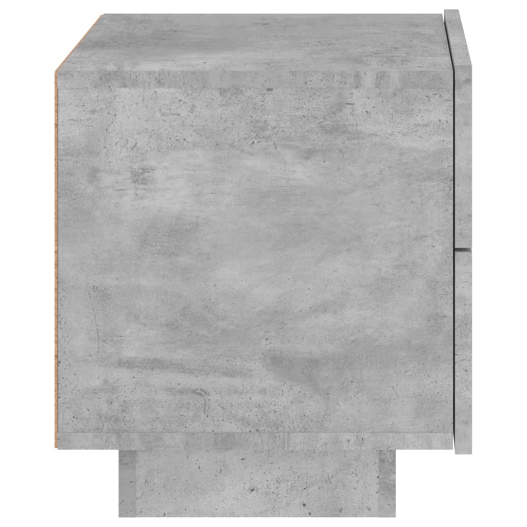 Concrete Grey Bedside Cabinet with LED Lights - 70x36x40.5 cm