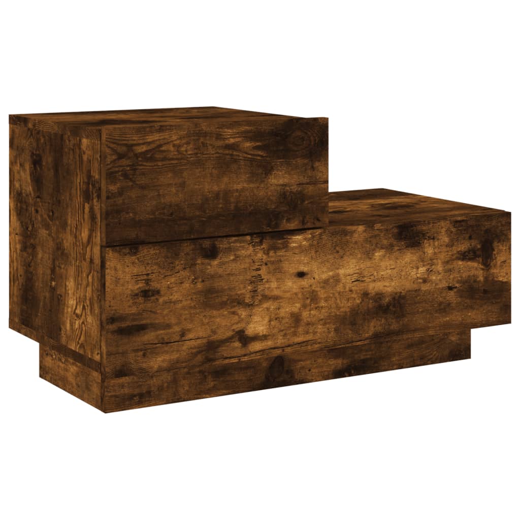 Smoked Oak Bedside Cabinet with LED Lights, 70x36x40.5 cm