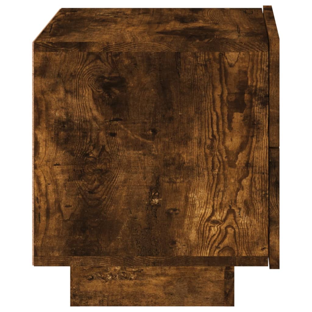 Smoked Oak Bedside Cabinet with LED Lights, 70x36x40.5 cm