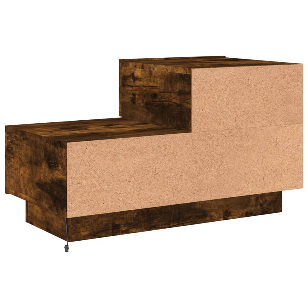 Smoked Oak Bedside Cabinet with LED Lights, 70x36x40.5 cm