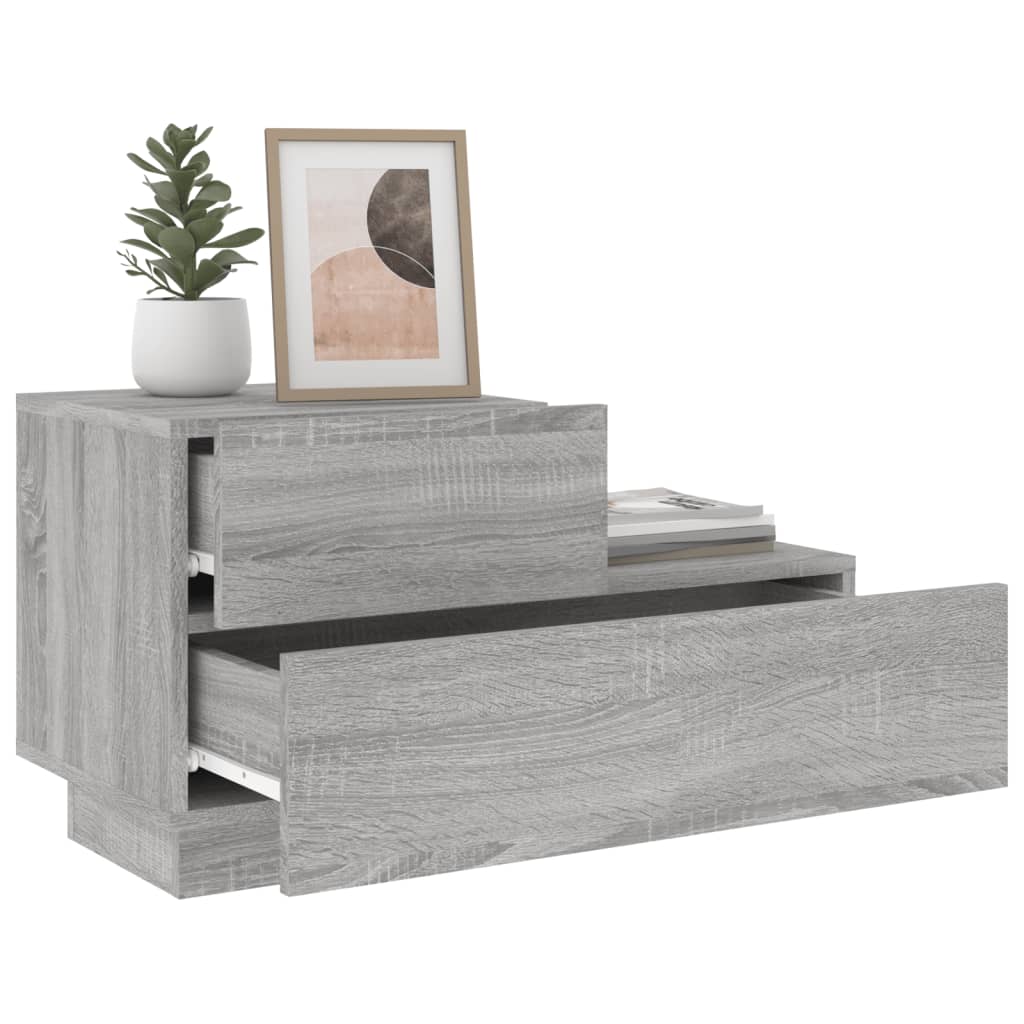 Grey Sonoma Bedside Cabinet with LED Lights, 70x36x40.5 cm