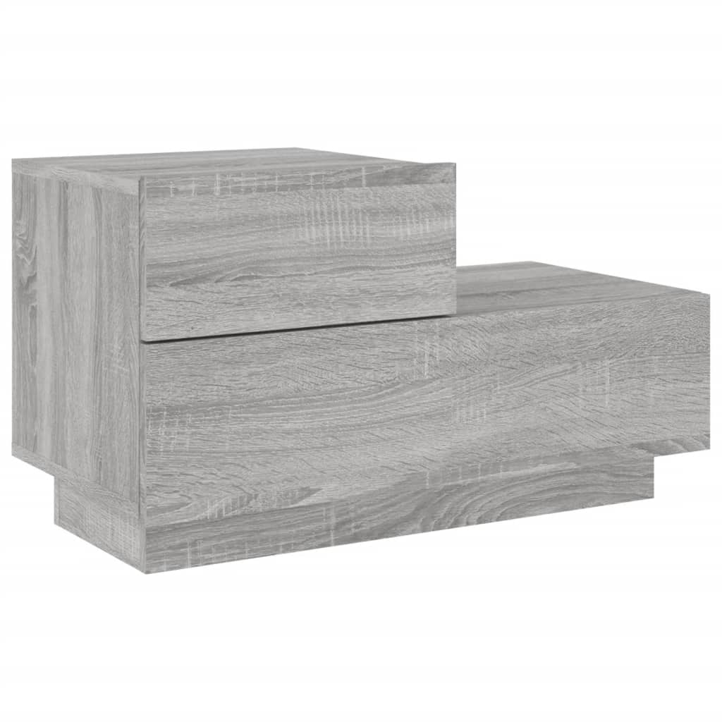 Grey Sonoma Bedside Cabinet with LED Lights, 70x36x40.5 cm