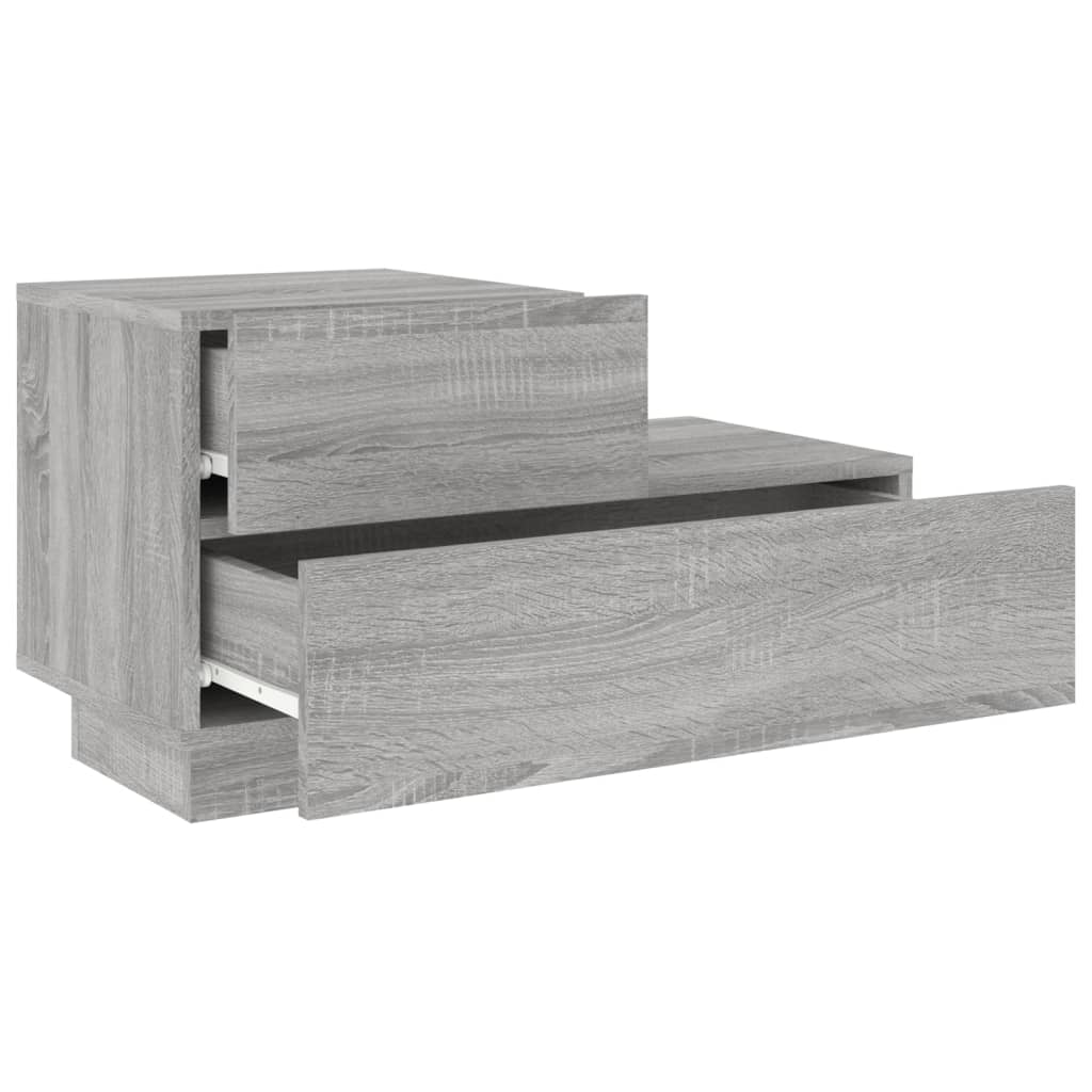 Grey Sonoma Bedside Cabinet with LED Lights, 70x36x40.5 cm