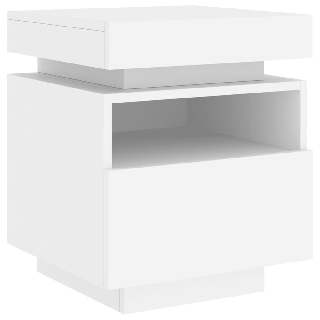 White LED Bedside Cabinets - Set of 2, 40x39x48.5 cm, Stylish & Functional