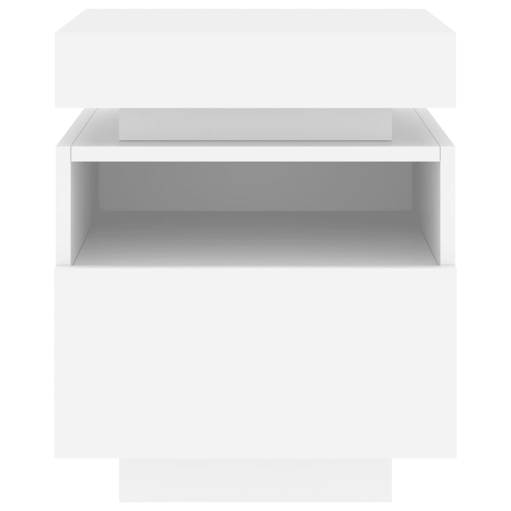 White LED Bedside Cabinets - Set of 2, 40x39x48.5 cm, Stylish & Functional